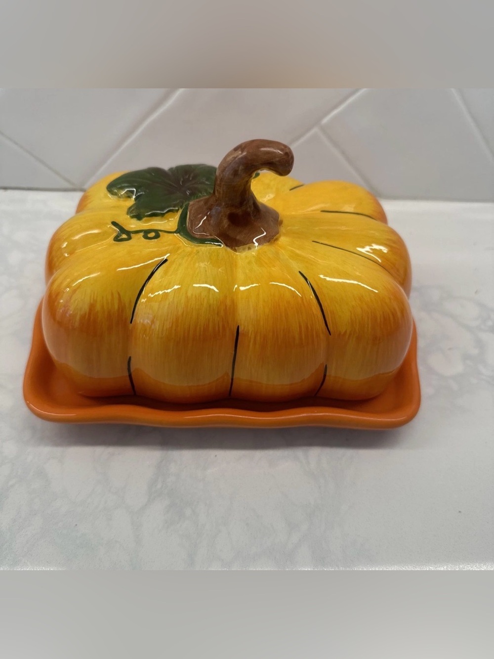 Blue Sky Clayworks Pumpkin Butter Dish Heather Goldminc Thanksgiving Fall